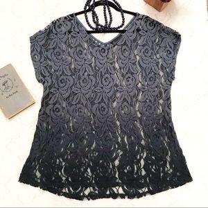 Lane Bryant Ombré Lace Top Navy Blue 14/16